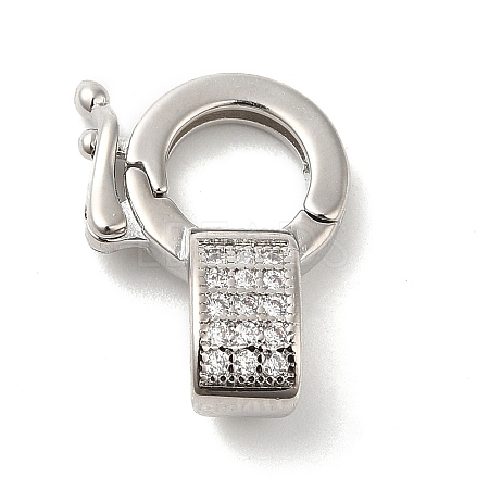 Brass Micro Pave Clear Cubic Zirconia Twister Clasps KK-Q772-15P-1