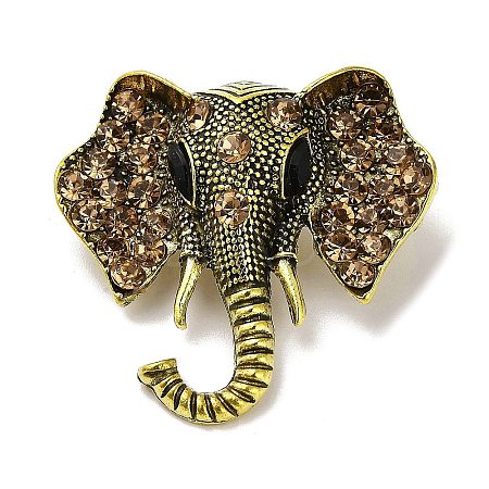 Vintage Elephant Alloy Rhinestone Brooches for Backpack Clothes JEWB-S028-06-1