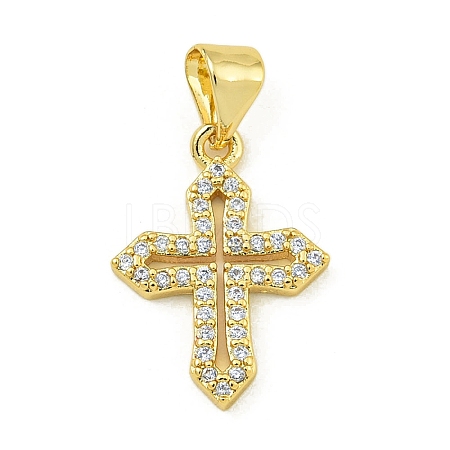 Rack Plating Brass Pave Cubic Zirconia Pendants KK-U029-02G-05-1