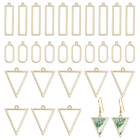 CHGCRAFT 30Pcs 3 Styles Alloy Open Back Bezel Pendants FIND-CA0007-86-1