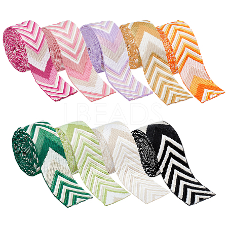 9Pcs 9 Colors Rhombus Vintage Jacquard Polyester Ribbon OCOR-PH0007-44-1