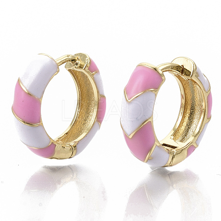 Brass Huggie Hoop Earrings EJEW-S209-04E-1