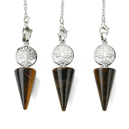 Natural Tiger Eye Cone Dowsing Pendulum Big Pendants G-C114-02P-18-1