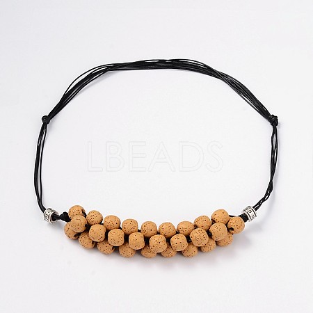 (Jewelry Parties Factory Sale)Lava Rock Beaded Necklaces NJEW-D204-04-1