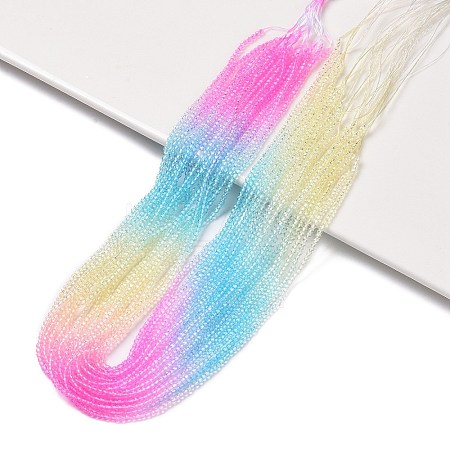 Transparent Gradient Color Glass Beads Strands GLAA-G101-2mm-07-1