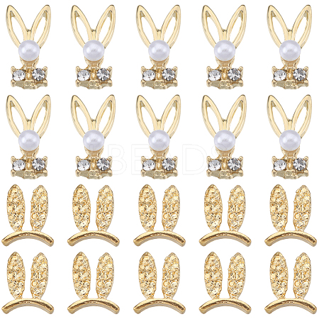 60Pcs 2 Styles Rabbit Alloy Rhinestone Cabochons MRMJ-SC0001-16-1