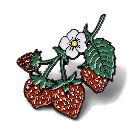 Strawberry with Flower Enamel Pins JEWB-P050-03F-EB-1