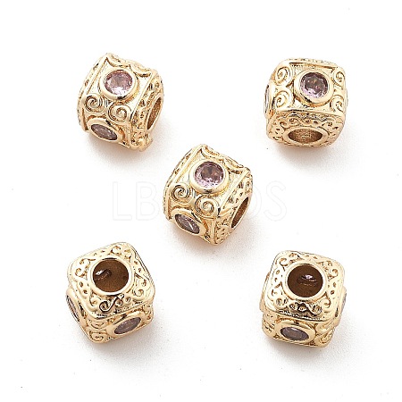 Brass Micro Pave Cubic Zirconia Beads KK-R216-17KCG-03-1