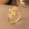 Brass Micro Pave Cubic Zirconia Cuff Open Rings WG42F2E-07-1