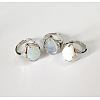 Teardrop Platinum Tone Brass Opalite Adjustable Wide Band Rings RJEW-L062-02A-2