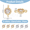 SUPERFINDINGS 24Pcs 2 Colors Flower Brass Micro Pave Cubic Zirconia Links ZIRC-FH0001-49-2