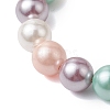 8mm Round Polished Shell Pearl Beaded Stretch Kids Bracelets for Girls BJEW-JB10878-02-3