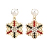 Snowflake ABS Plastic Pearl & Rhinestone Stud Earrings EJEW-JE06629-2