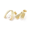 Brass Arch Stud Earrings with ABS Imitation Pearl Beaded for Women EJEW-D065-02G-2
