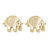 Rack Plating Brass Micro Pave Clear Cubic Zirconia Connector Charms KK-C084-02G-03-1