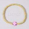 Brass Round Beads Stretch Bracelets MC4469-1-1