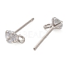 Rhodium Plated 925 Sterling Silver Ear Stud Findings STER-F058-01P-07-2