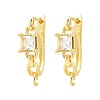 Brass Micro Pave Cubic Zirconia Hoop Earring Findings CU-CBAB5B4-07G-1