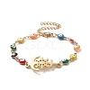 PVD Vacuum Plating 304 Stainless Steel Link Bracelet with Colorful Enamel Evil Eye Chains for Women BJEW-B062-01G-2