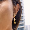 304 Stainless Steel Cubic Zirconia Stud Dangle Earrings for Women SA-CBA0E8A-01G-2