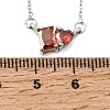 Brass Pave Cubic Zirconia Rectangle and Heart Pendant Cable Chain Necklaces KK-CBAB173-04P-06-5