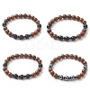 Gemstone & Natural Wood Beaded Stretch Bracelet for Men Women BJEW-JB09295-1