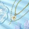 Iron Cable Chain & Paperclip Chain Double Layer Necklaces NJEW-JN04961-2