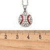 Zinc Alloy Crystal Rhinestone Sport Ball Pendant Cable Chain Necklaces NJEW-U024-01P-02-5