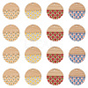 Beadthoven 16Pcs 4 Colors Printed Resin & Wood Pendants WOOD-BT0001-13-2