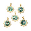 Rack Plating Brass Micro Pave Cubic Zirconia with Synthetic Opal Pendants KK-D088-35G-1
