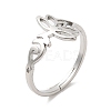 Non-Tarnish 304 Stainless Steel Hollow Lotus Adjustable Ring for Women RJEW-M149-32P-3