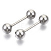 304 Stainless Steel Straight Barbell Tongue Rings STAS-R115-29B-P-1