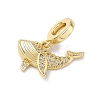 Brass Micro Pave Clear Cubic Zirconia Sea Animals European Dangle Charms KK-Z143-02G-05-2