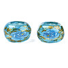 Flower Printed Transparent Acrylic Rondelle Beads TACR-S160-01-B02-2