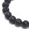 Natural Lava Rock Round Beaded Stretch Bracelet with Alloy Fairy Charm BJEW-JB08884-6