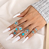20Pcs Bohemian Style Alloy with Resin Cuff Rings FS-WG5AD72-01-2