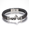 Men's Braided Leather Cord Bracelets BJEW-H559-10C-1