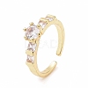 Clear Cubic Zirconia Diamond Open Cuff Ring RJEW-B028-23G-1