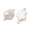 Natural Baroque Keshi Pearl Plum Bossom Flower Links Connector Charms PALLOY-JF05270-2