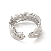 304 Stainless Steel Crown Open Cuff Ring for Women RJEW-E066-11P-3