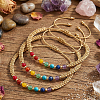 3Pcs Adjustable Chakra Natural & Synthetic Mixed Stone Round Bead Braided Bracelet Sets ZZ4943-7-2