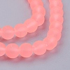 Baking Paint Light Salmon Frosted Round Transparent Glass Bead Strands X-GLAA-S031-6mm-28-1