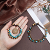 Bohemian Synthetic Turquoise & Brass Bell Tassel Braided Waxed Cord Anklets & Bracelets for Women SJEW-PH0001-30-3