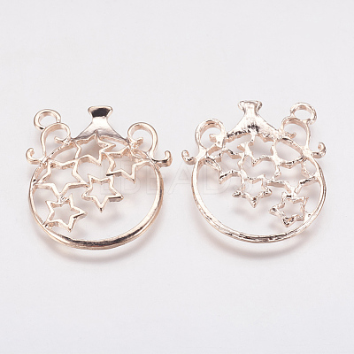 Alloy Open Back Bezel Pendants PALLOY-P166-55RG-1