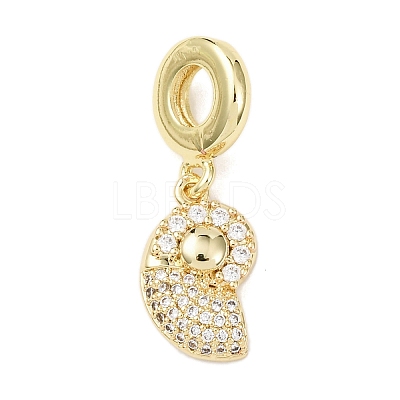 Brass Micro Pave Clear Cubic Zirconia Sea Animal European Dangle Charms LS-KK-B159-04G-03-1