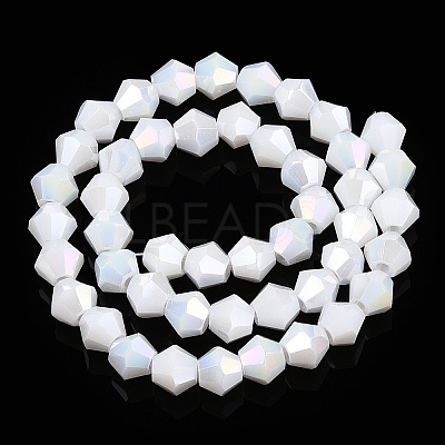 Opaque Solid Color Electroplate Glass Beads Strands EGLA-A039-P6mm-B15-1