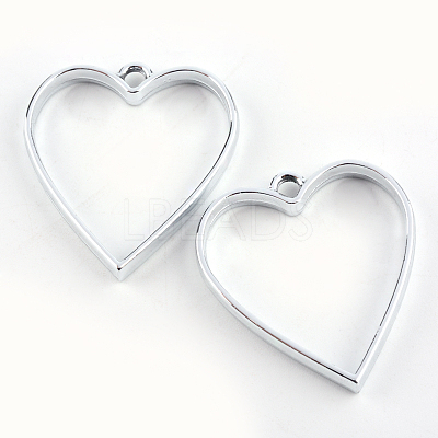 Rack Plating Alloy Heart Open Back Bezel Pendants PALLOY-S047-12D-FF-1