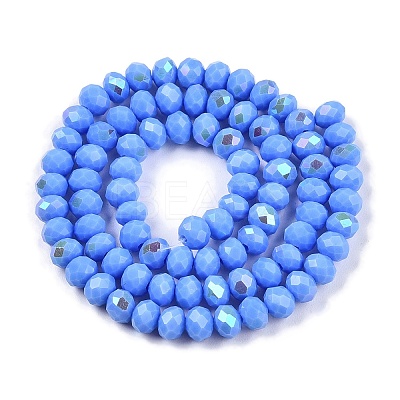 Electroplate Opaque Solid Color Glass Beads Strands X-EGLA-A044-P6mm-L17-1