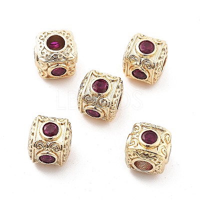 Brass Micro Pave Cubic Zirconia Beads KK-R216-17KCG-01-1