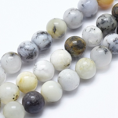 Natural White African Opal Beads Strands G-E472-02-10mm-1